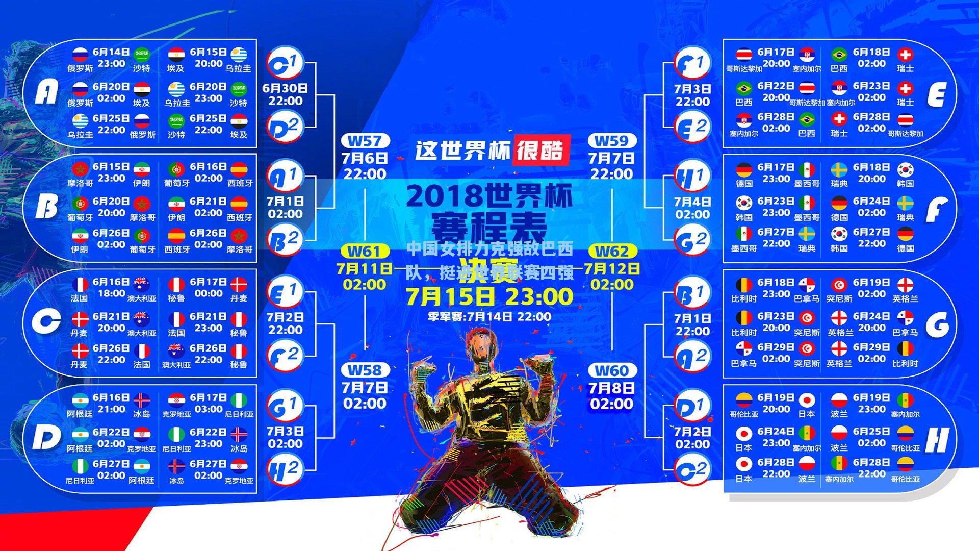 中国女排力克强敌巴西队，挺进世界联赛四强